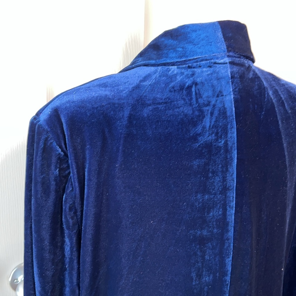 NWOT VINTAGE HAVANA One Button Oversized Velvet Blazer Midnight Blue L - Picture 7 of 11